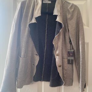 Lola & Sophie Heathered Gray Open-Front Knit Blazer